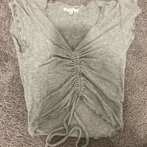 Apt. 9 Gray Ruched Short Sleeve Tee